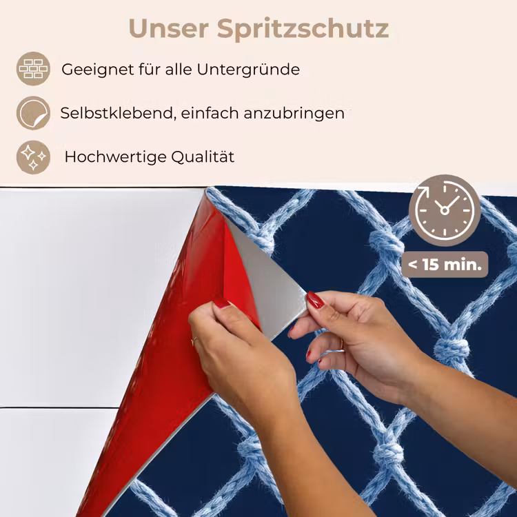 Visnet - Touw - Patroon - Marineblauw keuken achterwand spatscherm klein 900 -spatscherm_DE