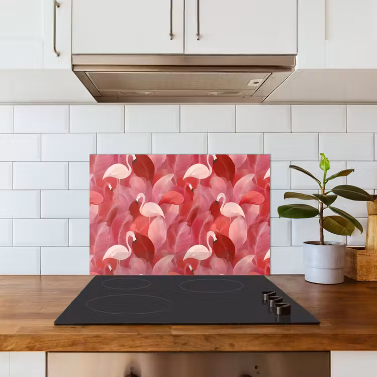 Flamingo - Botanisch - Elegant - Roze - Rood keuken achterwand spatscherm klein 900 -sfeer2