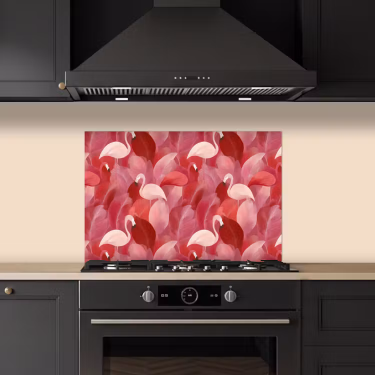 Flamingo - Botanisch - Elegant - Roze - Rood keuken achterwand spatscherm klein 900 -sfeer1
