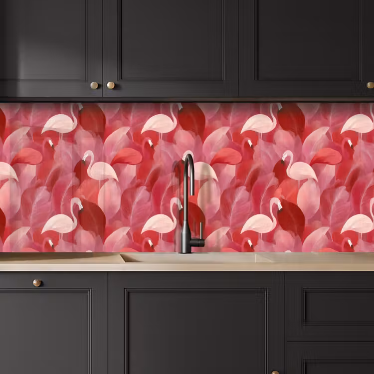 Flamingo - Botanisch - Elegant - Roze - Rood keuken achterwand 2 middel 871 -sfeer1