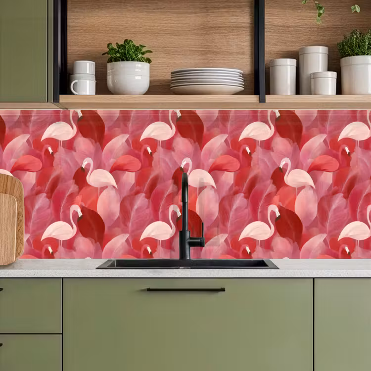 Flamingo - Botanisch - Elegant - Roze - Rood keuken achterwand 2 middel 871 -sfeer3