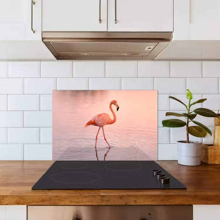 Flamingo - Water - Roze keuken achterwand spatscherm klein -sfeer2