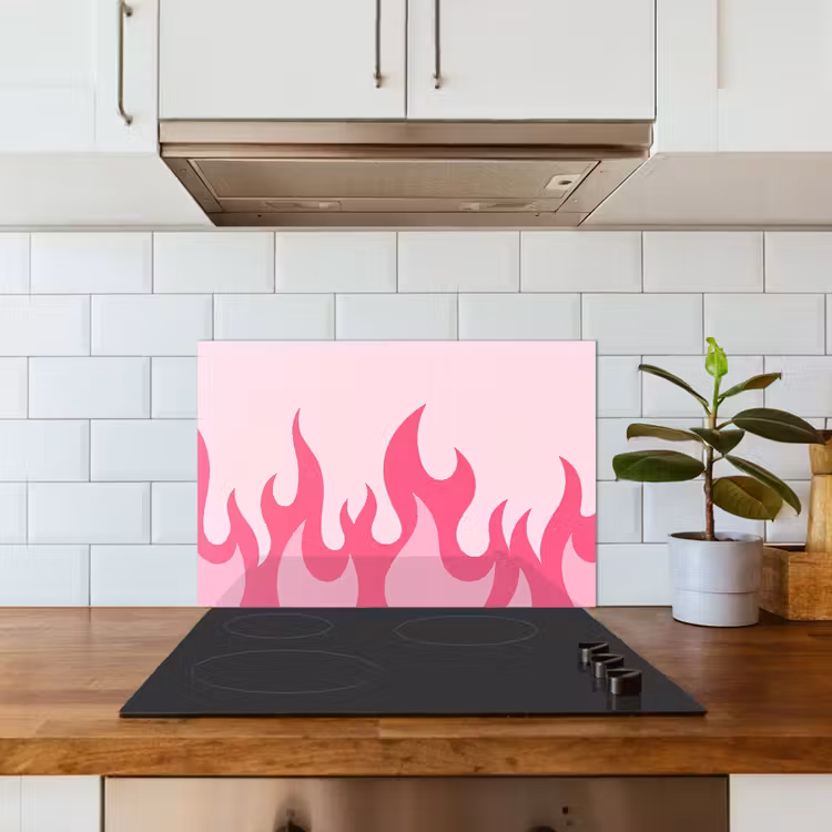 Vlammen - Patroon - Abstract - Modern - Roze keuken achterwand spatscherm klein -sfeer2