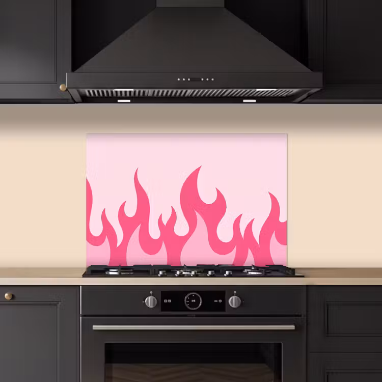 Vlammen - Patroon - Abstract - Modern - Roze keuken achterwand spatscherm klein -sfeer1