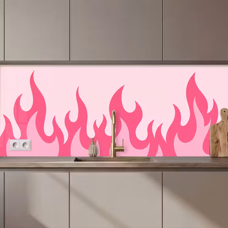 Vlammen - Patroon - Abstract - Modern - Roze keuken achterwand 2 middel zz_3dshopping