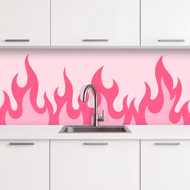 Vlammen - Patroon - Abstract - Modern - Roze keuken achterwand 2 middel -3d