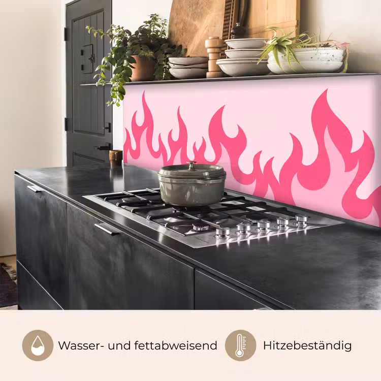 Vlammen - Patroon - Abstract - Modern - Roze keuken achterwand 2 middel -usp_DE