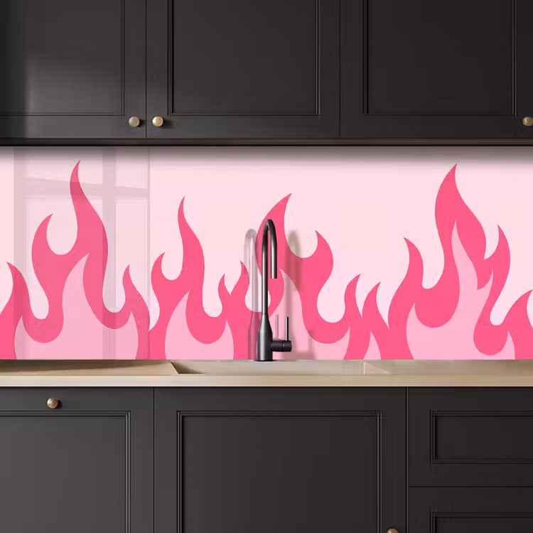 Vlammen - Patroon - Abstract - Modern - Roze keuken achterwand 2 middel -sfeer1