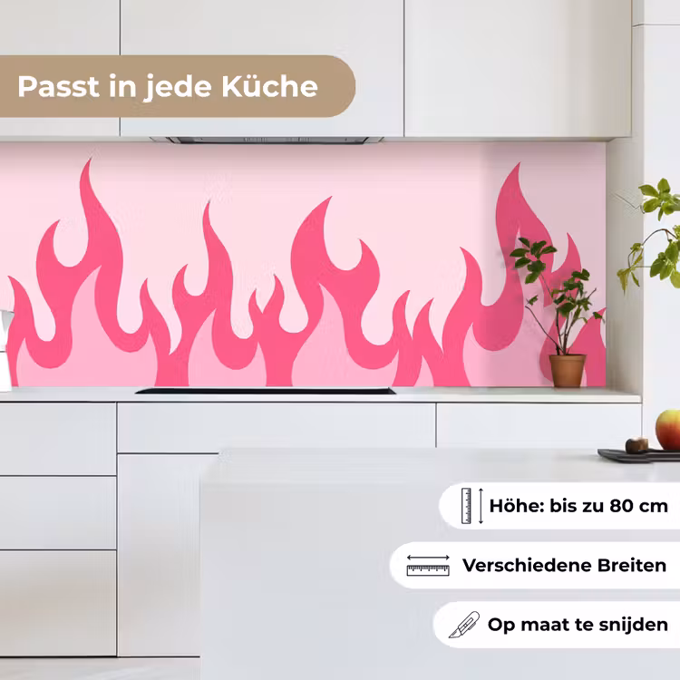 Vlammen - Patroon - Abstract - Modern - Roze keuken achterwand 2 middel -sfeer4_DE