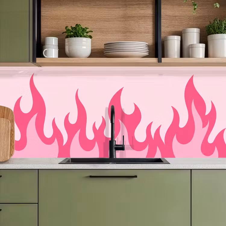 Vlammen - Patroon - Abstract - Modern - Roze keuken achterwand 2 middel -sfeer3