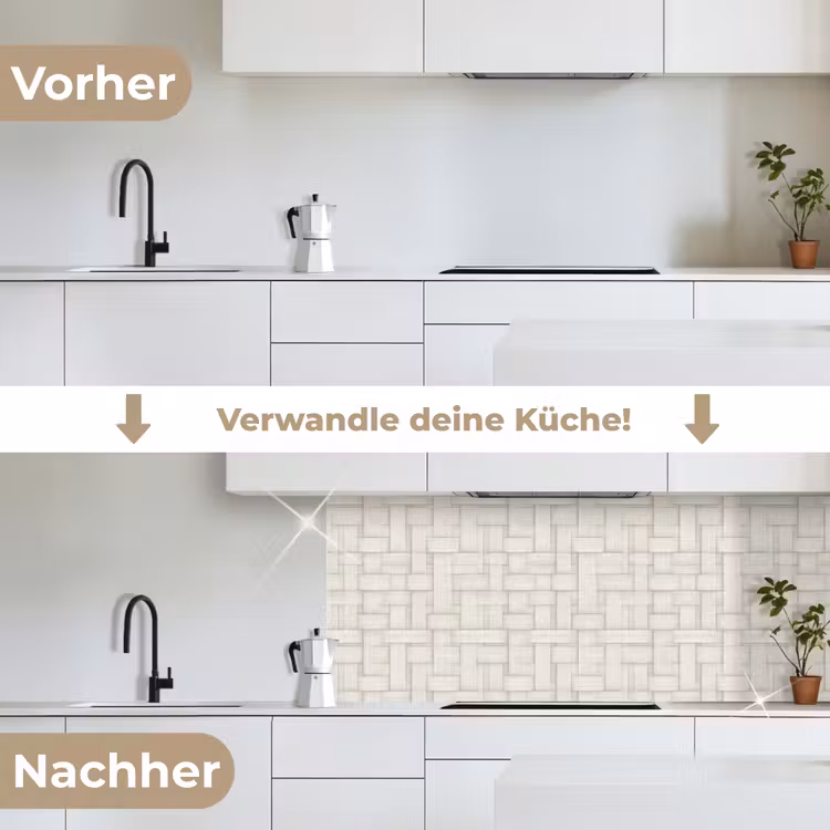 Vlechtwerk - Banen - Beige keuken achterwand 2 middel 871 -voor-na_DE