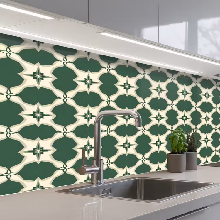 Tegel - Klassiek - Groen keuken achterwand 2 middel 871 -3d_schuin
