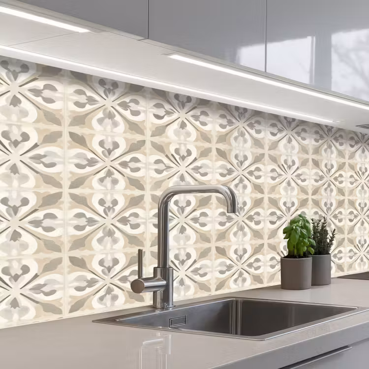 Tegel - Motief - Beige keuken achterwand 2 middel 871 -3d_schuin