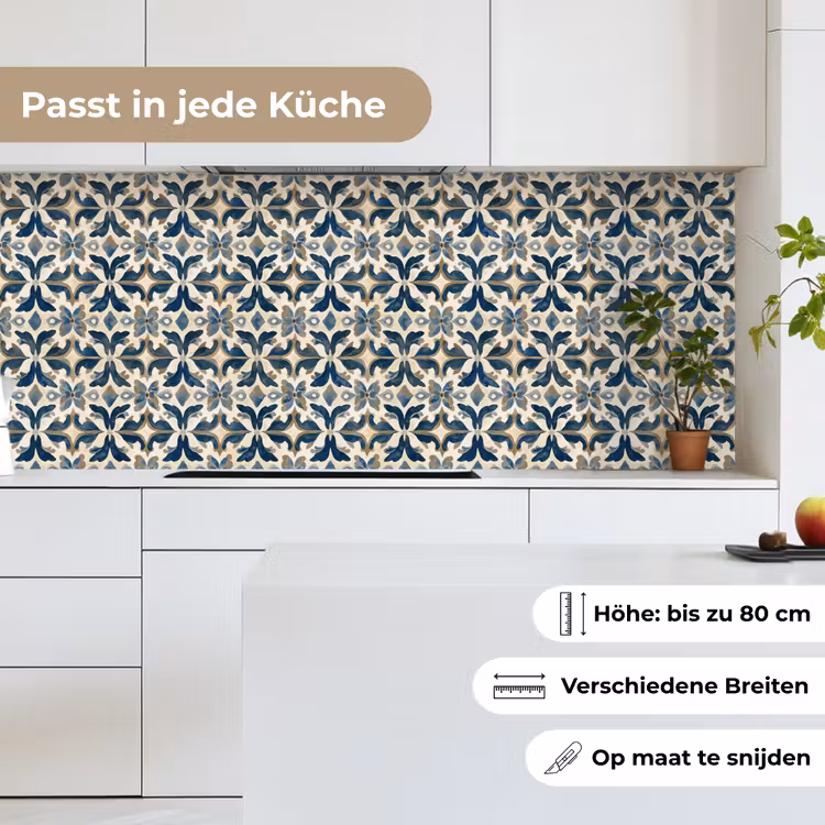 Tegel - Patroon - Blauw - Beige keuken achterwand 2 middel 871 -sfeer4_DE