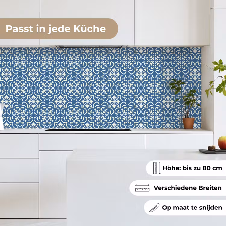 Tegel - Patroon - Blauw - Wit keuken achterwand 2 middel 871 -sfeer4_DE