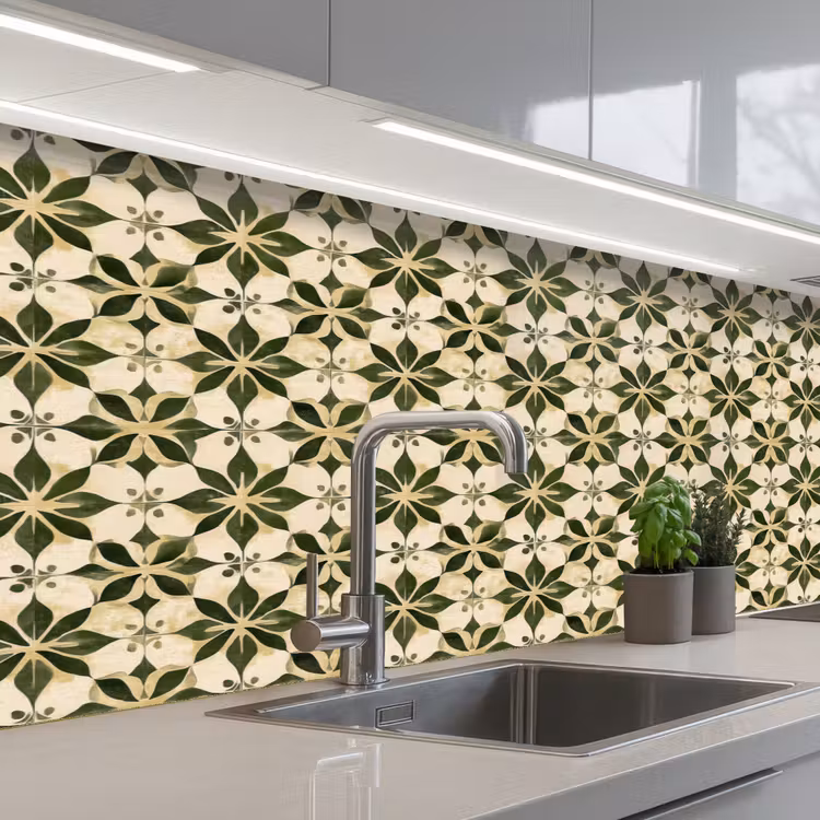 Tegel - Dessin - Groen keuken achterwand 2 middel 871 -3d_schuin