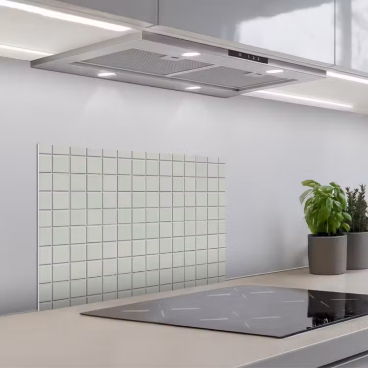 Tegel - Patroon - Lichtgroen keuken achterwand spatscherm klein 900 -3d_schuin
