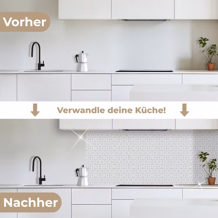 Tegel - Patroon - Meerkleurig keuken achterwand 2 middel 871 -voor-na_DE