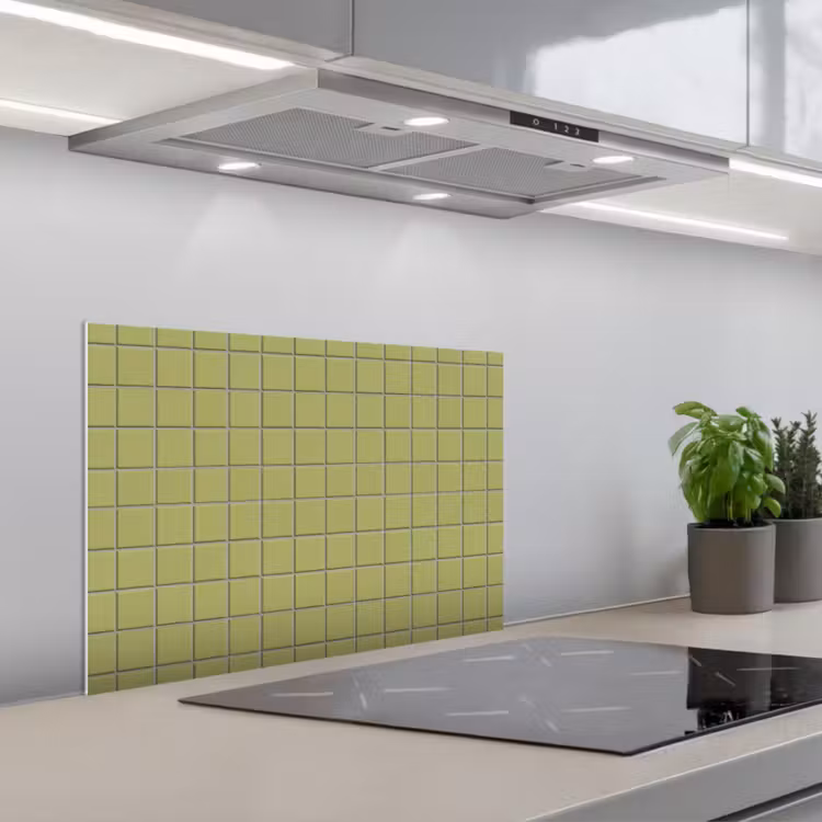 Tegel - Patroon - Olijfgroen keuken achterwand spatscherm klein 900 -3d_schuin