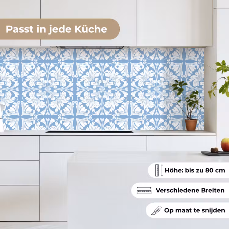Tegel - Patroon - Wit - Blauw keuken achterwand 2 middel 871 -sfeer4_DE
