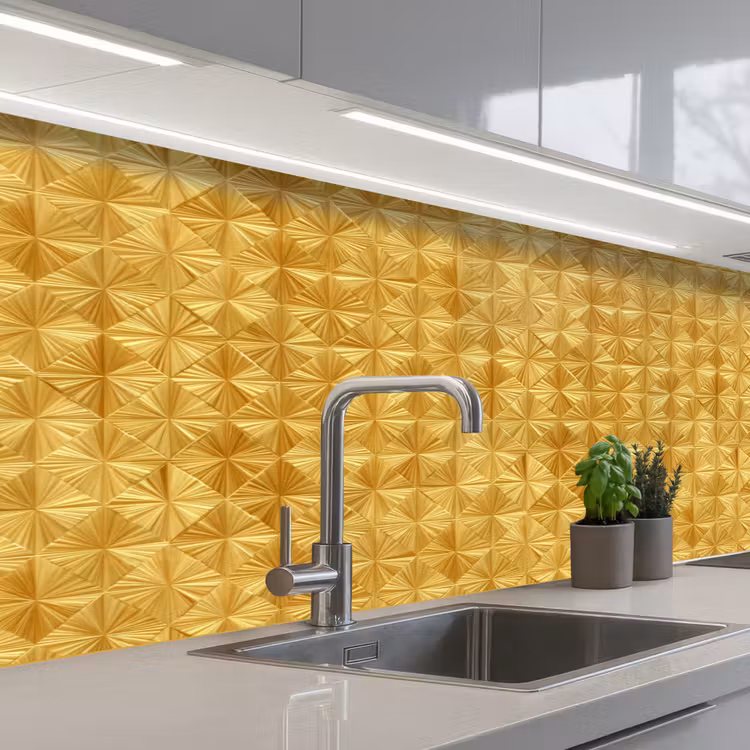 Tegels - Geometrisch - Reliëf - Goud keuken achterwand 2 middel 871 -3d_schuin