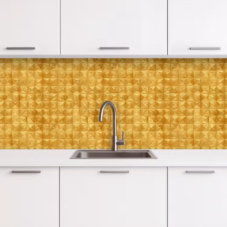 Tegels - Geometrisch - Reliëf - Goud keuken achterwand 2 middel 871 -3d