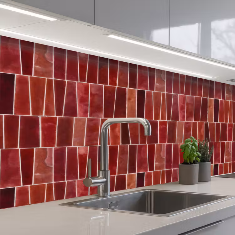 Tegels - Modern - Structuur - Dieprood keuken achterwand 2 middel 871 -3d_schuin