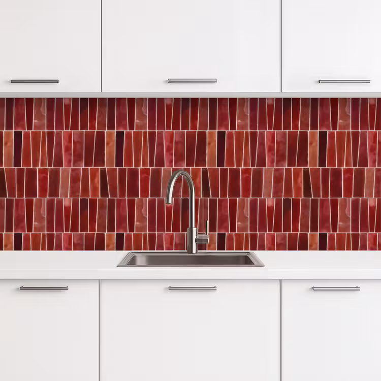 Tegels - Modern - Structuur - Dieprood keuken achterwand 2 middel 871 -3d