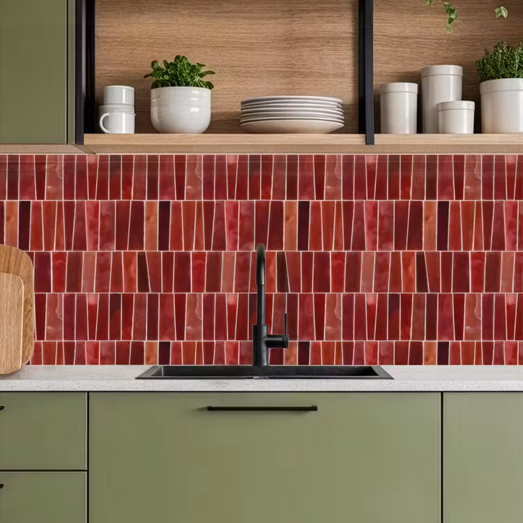 Tegels - Modern - Structuur - Dieprood keuken achterwand 2 middel 871 -sfeer3
