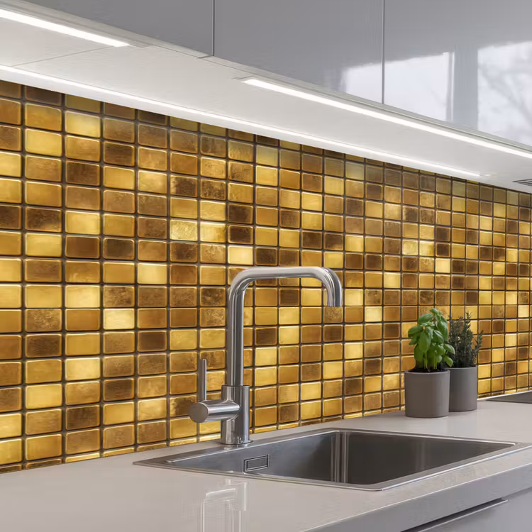 Tegels - Mozaïek - Luxe - Warm Goud keuken achterwand 2 middel 871 -3d_schuin