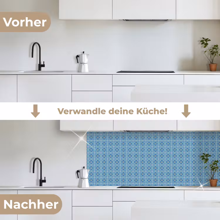 Tegels - Mozaïek - Turquoise - Blauw keuken achterwand 2 middel 871 -voor-na_DE