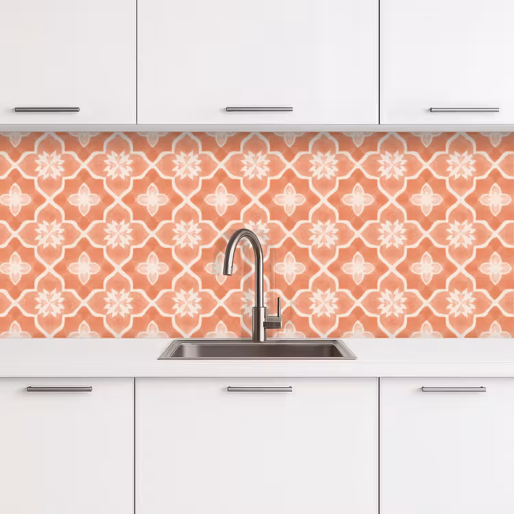 Tegelpatroon - Arabesk - Vintage - Terracotta keuken achterwand 2 middel 871 -3d