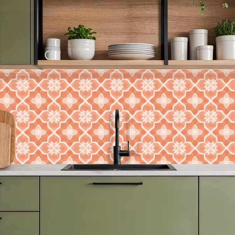 Tegelpatroon - Arabesk - Vintage - Terracotta keuken achterwand 2 middel 871 -sfeer3