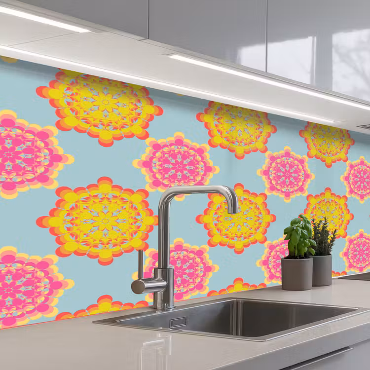 Flower Power - Design - Hippie keuken achterwand 2 middel 871 -3d_schuin