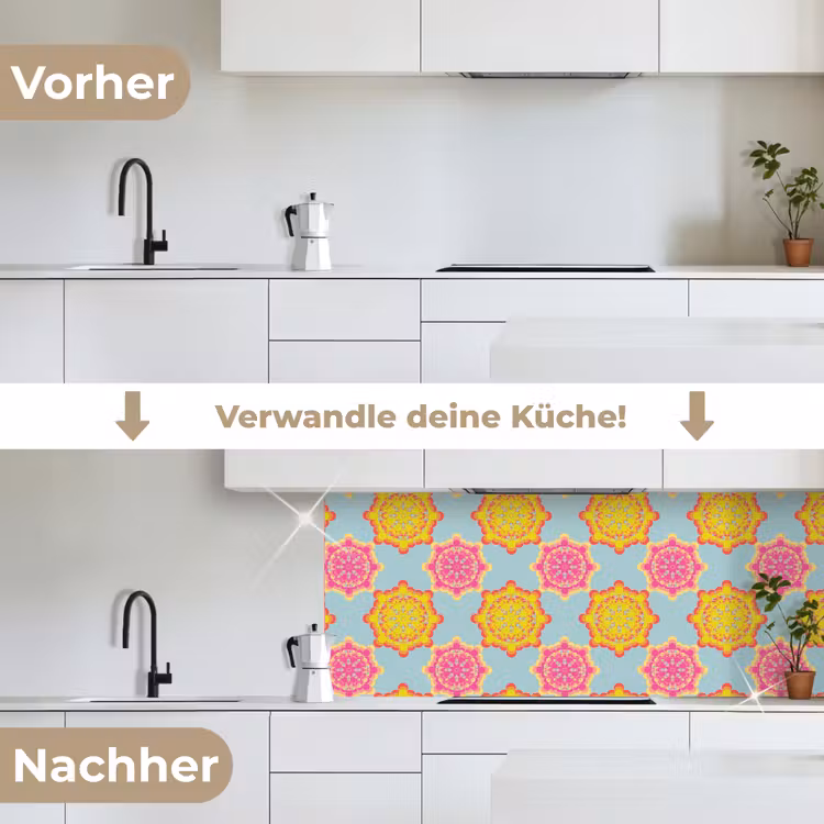 Flower Power - Design - Hippie keuken achterwand 2 middel 871 -voor-na_DE