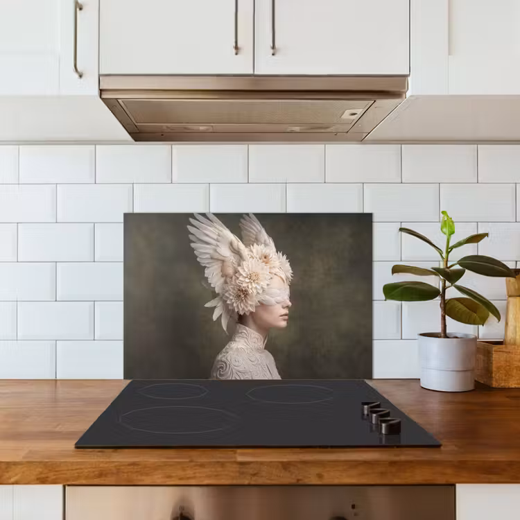 Vleugels - Vrouw - Wit keuken achterwand spatscherm klein -sfeer2