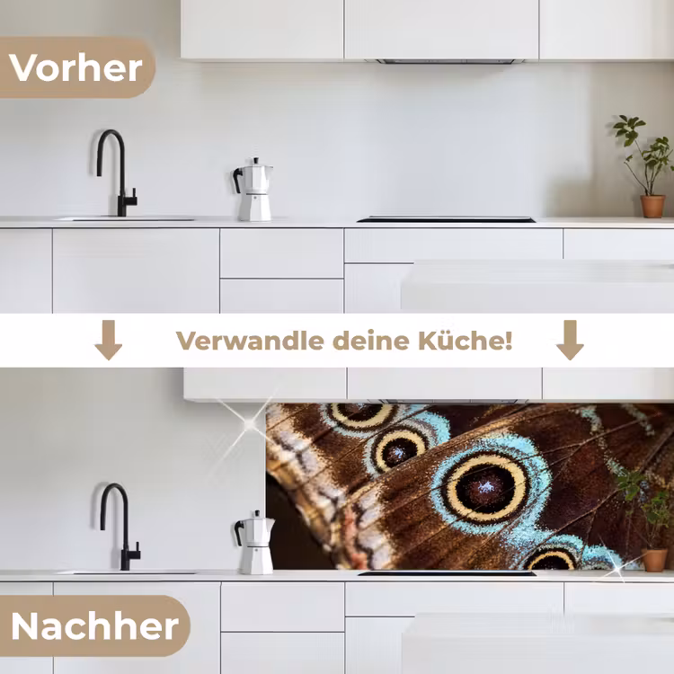 Vleugels - Vlinder - Blauw keuken achterwand 2 middel -voor-na_DE