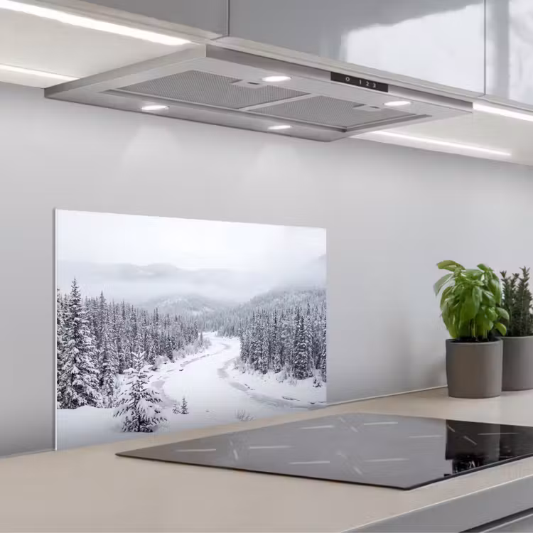 Rivier - Bevroren - Landschap - Winter keuken achterwand spatscherm klein -3d_schuin