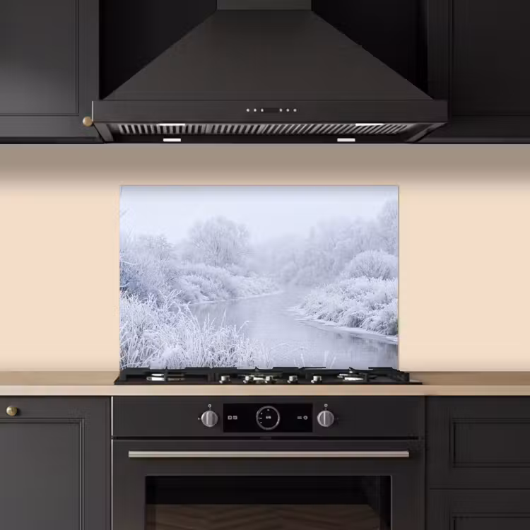 Rivier - Sneeuw - Bos - Winter - Schilderachtig keuken achterwand spatscherm klein -sfeer1
