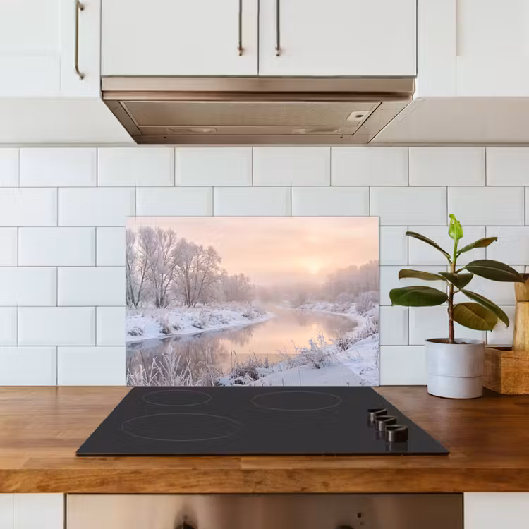 Rivier - Winter - Landschap - Sneeuw - Zonsopgang keuken achterwand spatscherm klein -sfeer2