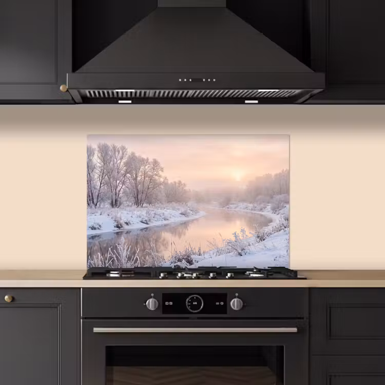 Rivier - Winter - Landschap - Sneeuw - Zonsopgang keuken achterwand spatscherm klein -sfeer1