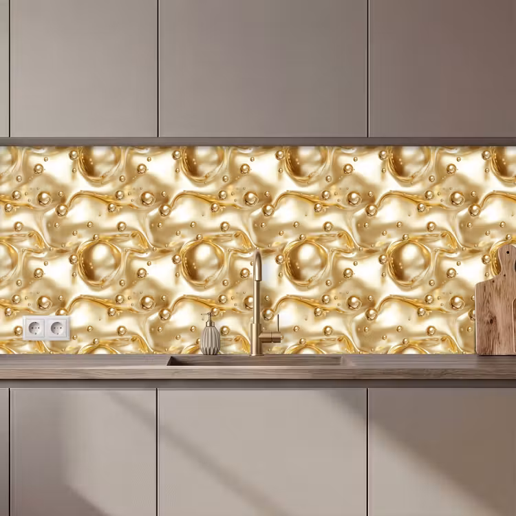 Vloeibaar - Druppels - Goud keuken achterwand 2 middel 871 zz_3dshopping
