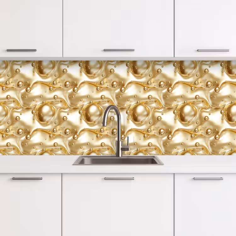 Vloeibaar - Druppels - Goud keuken achterwand 2 middel 871 -3d