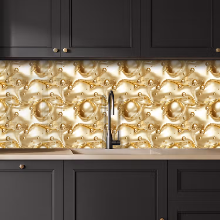 Vloeibaar - Druppels - Goud keuken achterwand 2 middel 871 -sfeer1