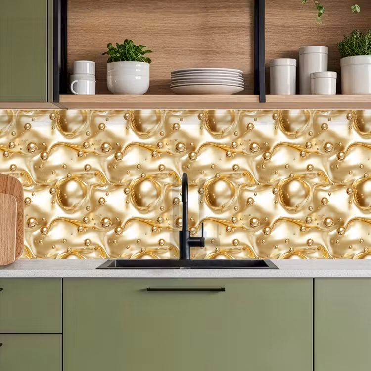 Vloeibaar - Druppels - Goud keuken achterwand 2 middel 871 -sfeer3