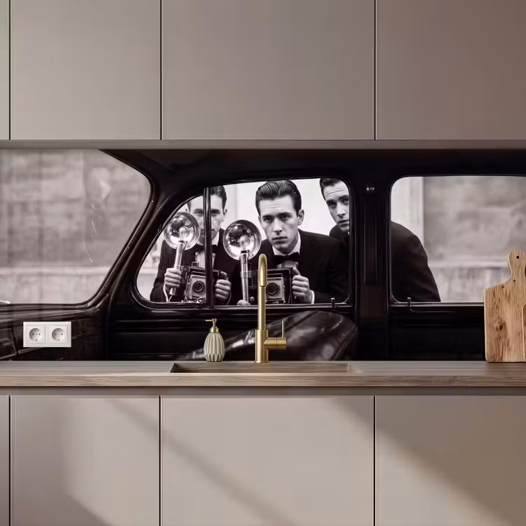 Fotograaf - Camera - Vintage - Journalistiek - Zwart-wit keuken achterwand 2 middel zz_3dshopping