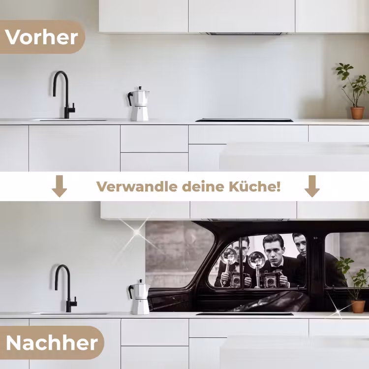 Fotograaf - Camera - Vintage - Journalistiek - Zwart-wit keuken achterwand 2 middel -voor-na_DE