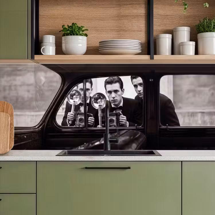 Fotograaf - Camera - Vintage - Journalistiek - Zwart-wit keuken achterwand 2 middel -sfeer3