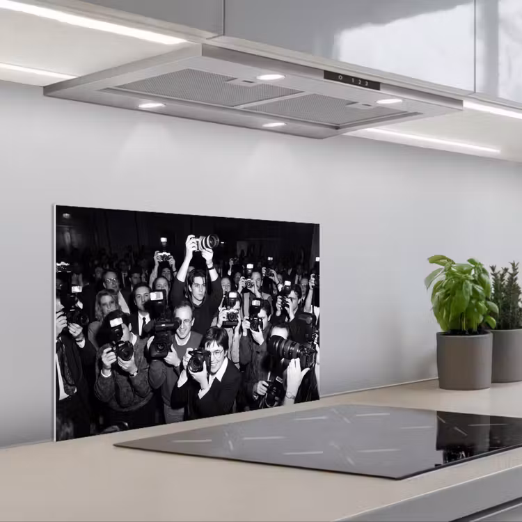 Fotografen - Menigte - Flitsers - Journalistiek keuken achterwand spatscherm klein -3d_schuin