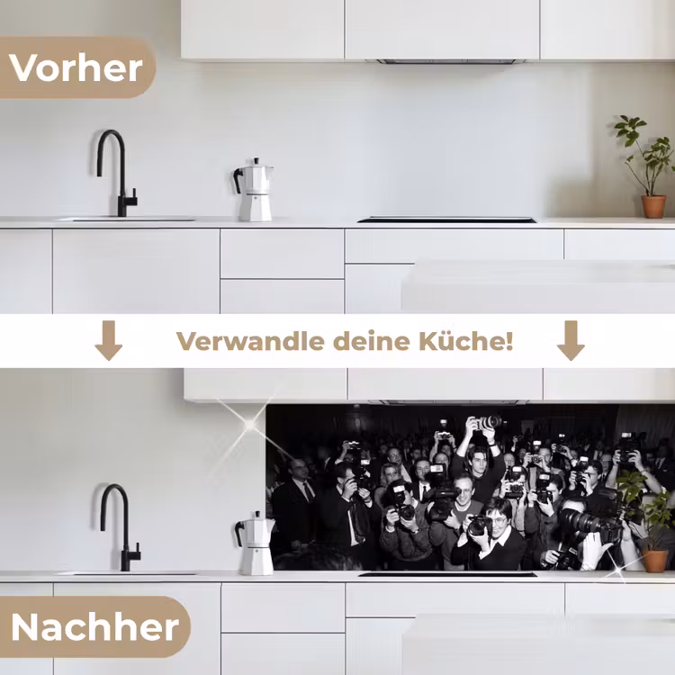 Fotografen - Menigte - Flitsers - Journalistiek keuken achterwand 2 middel -voor-na_DE